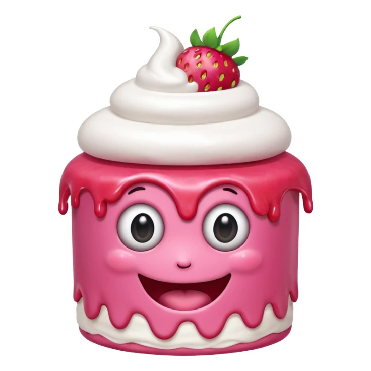  pink runny gooey strawberry jam kawaii cake monster sticker