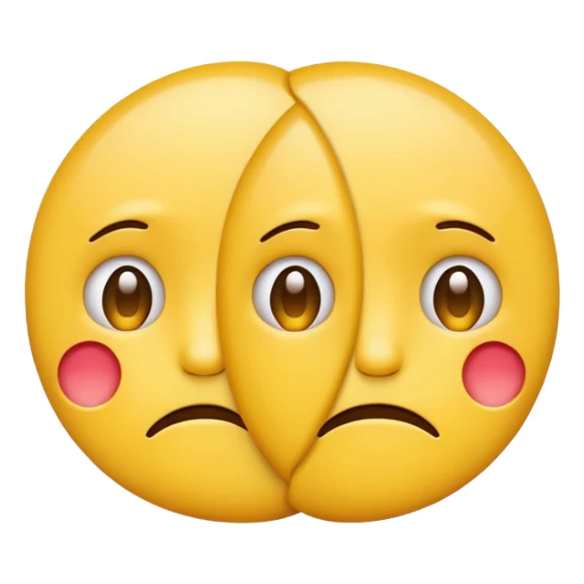 two emojis not happy stuck together no pink cheeks only two  sticker