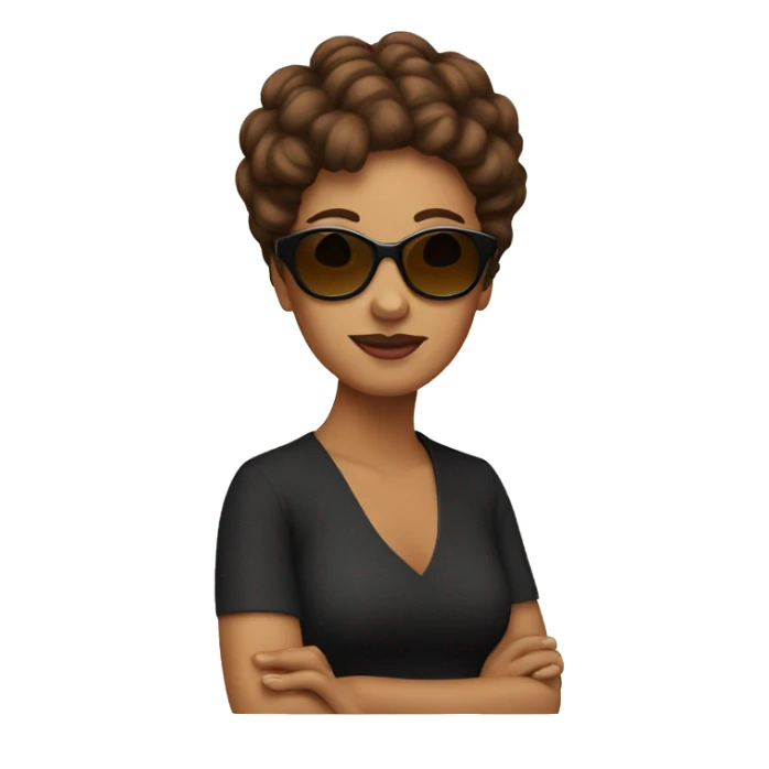 Queen emoji with short brown hair and sunglasses sticker