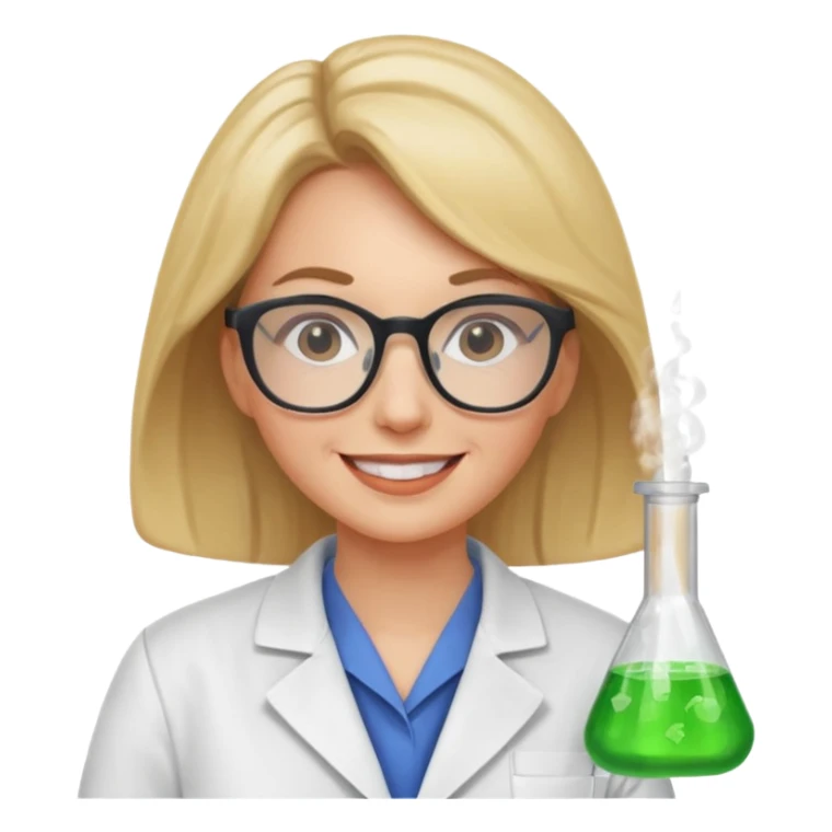 a white woman scientist wearing glasses sticker