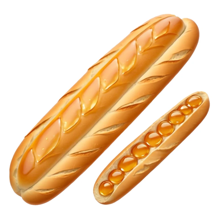 French baguette, covered in honey and garlic sticker