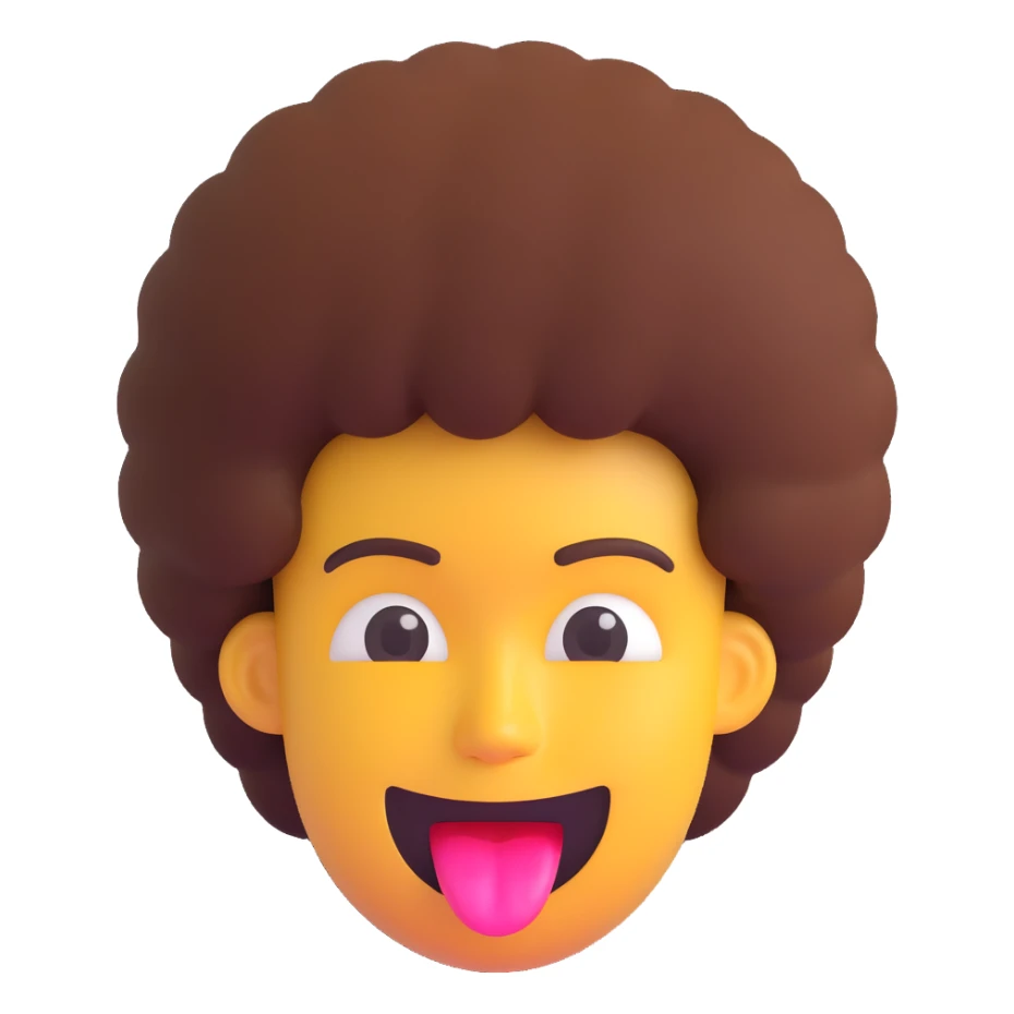 money mouth emoji with an afro hairstyle sticker