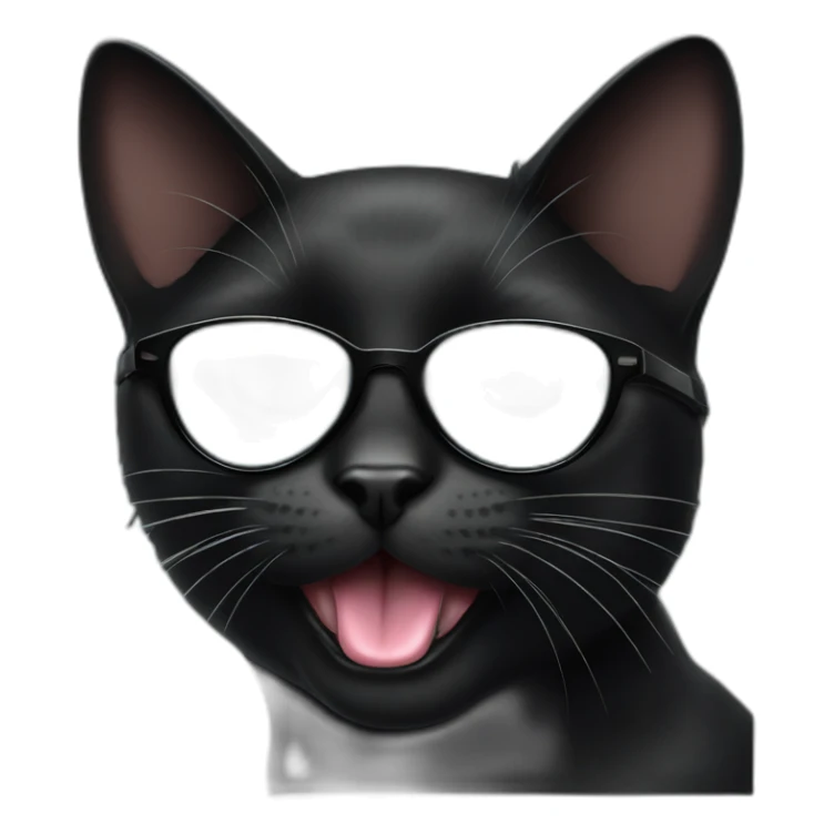 black cat wearing sunglasses with tongue out  sticker