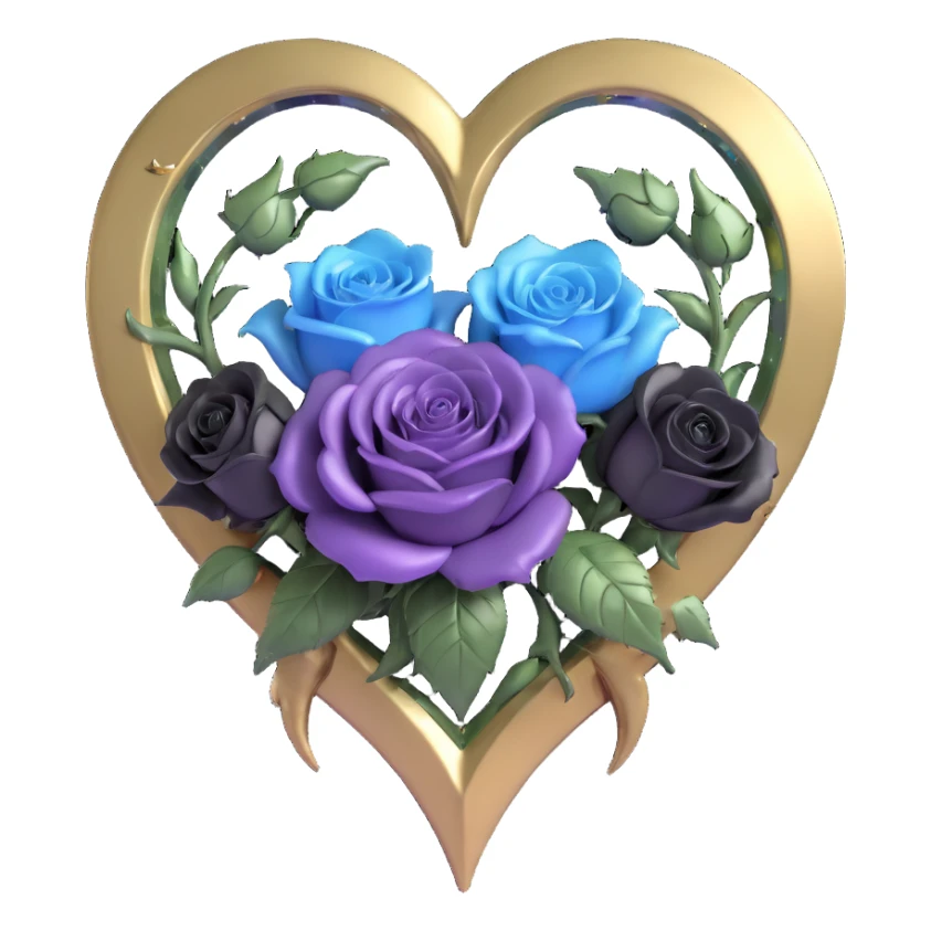 gothic heart made of antique mirror glass, silver crescent moon, black and white roses, holographic stardust, neon gold lightning, drenched and splintered glass sticker