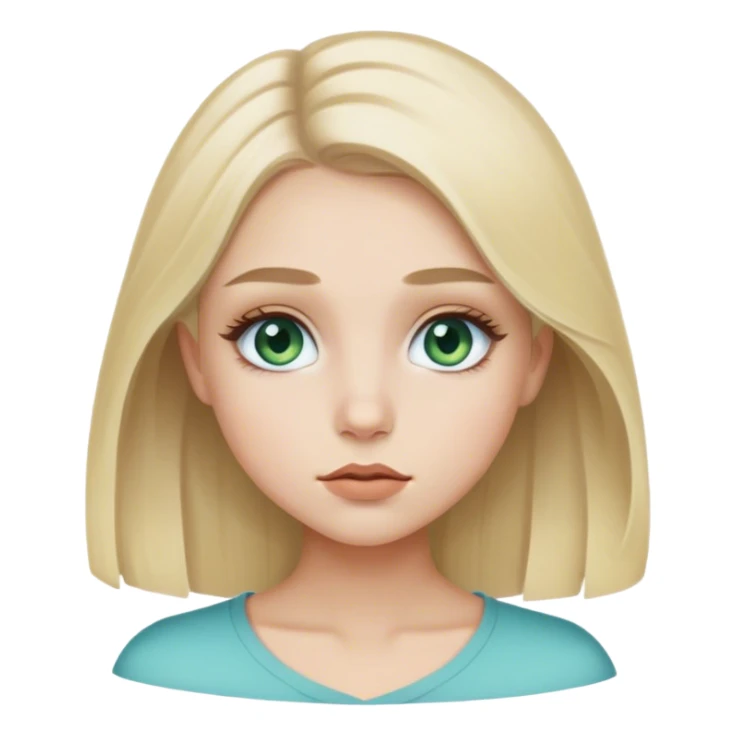 Ash blonde girl with greeny blue eyes tiny lips blonde eyelash end brows sticker