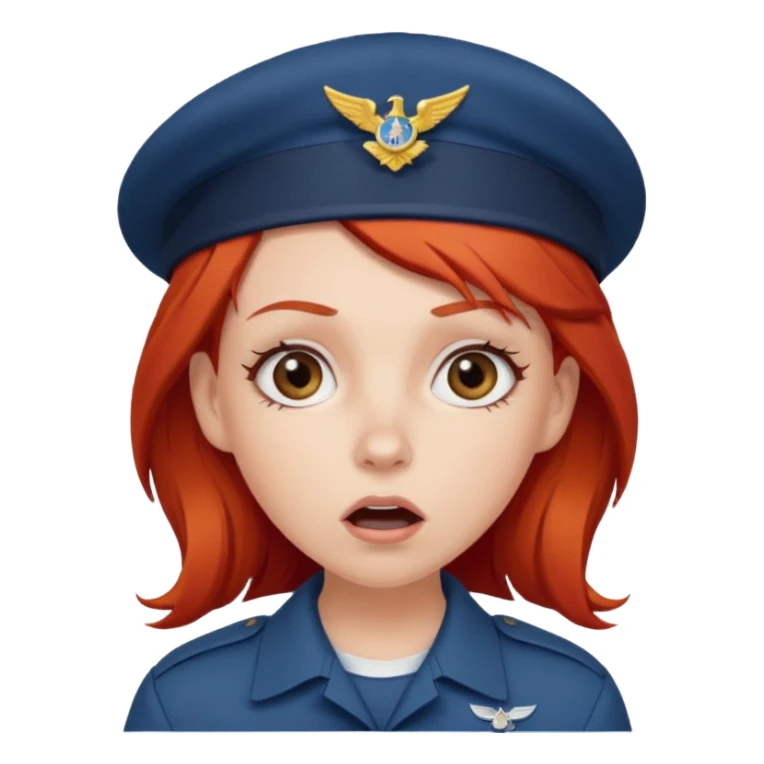 shocked face on white girl red hair Air force beret sticker