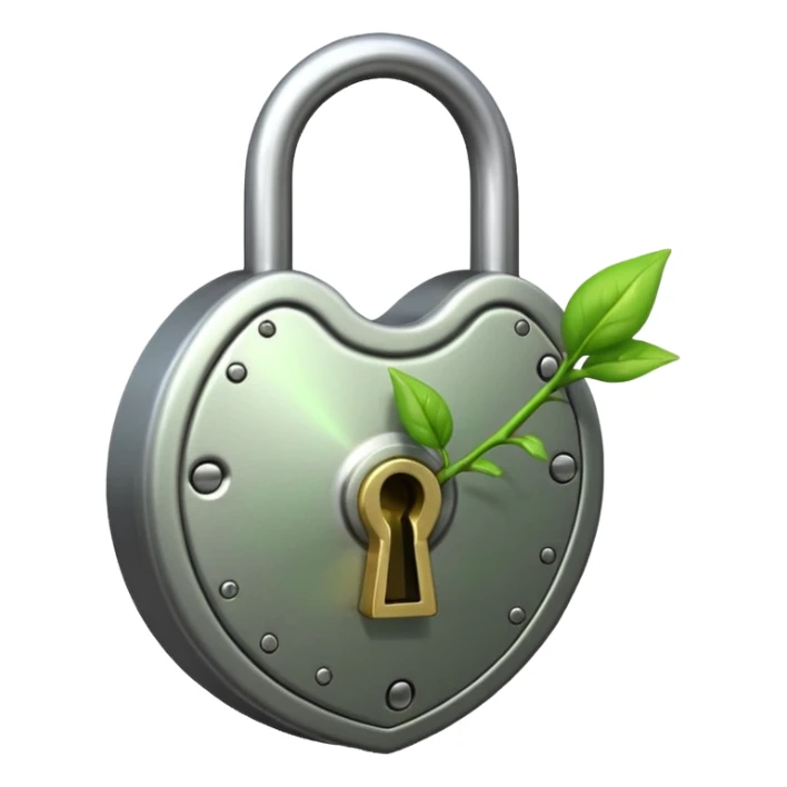 A seed germinating with a sprout sticking out of it in the shape of a pad lock  sticker