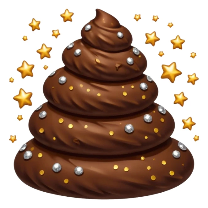stylized pile of poo, sparkles around it, playful look sticker