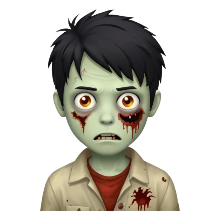 boy zombie with messy black hair sticker