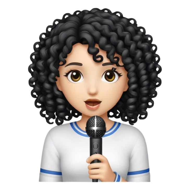 girl  Black curly with mic sticker