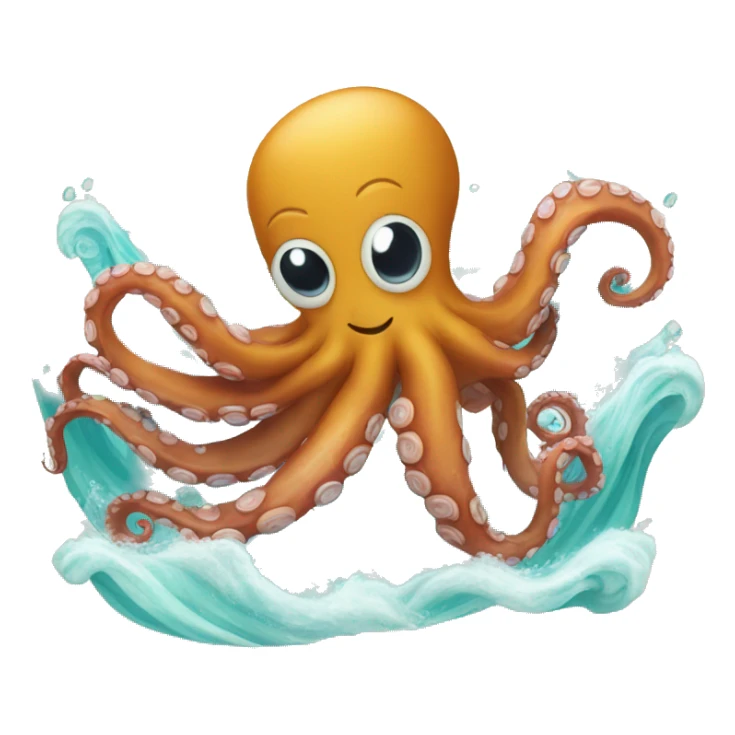 Octopus enjoying in the waves sticker