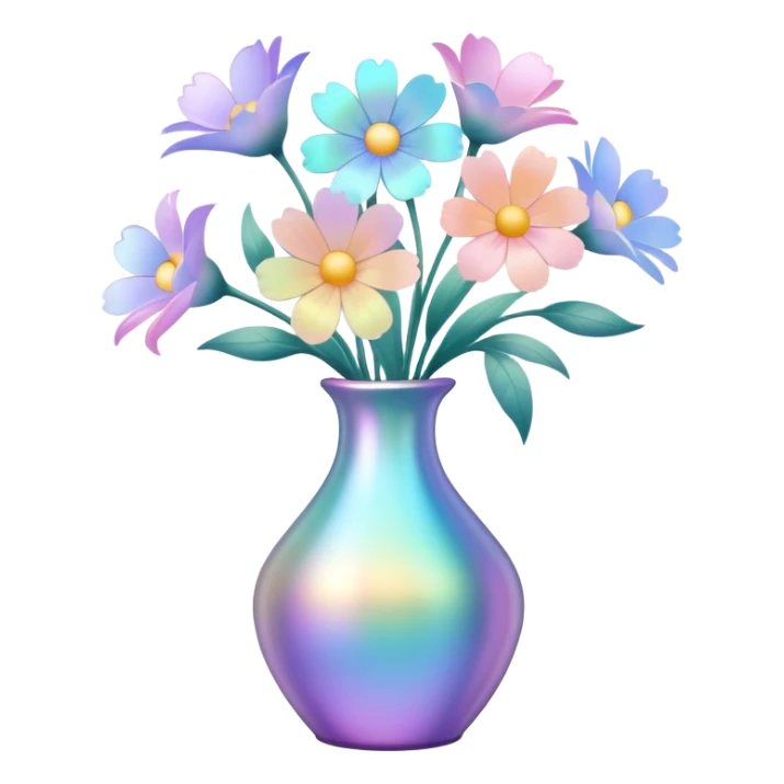 Iridescent vase with pastel flowers sticker