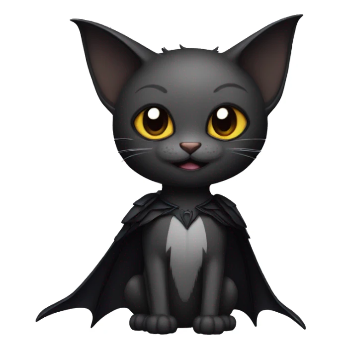 Black-Vampire-Batty-Cat-Fakémon-Cat With Bat-wings as ears  sticker