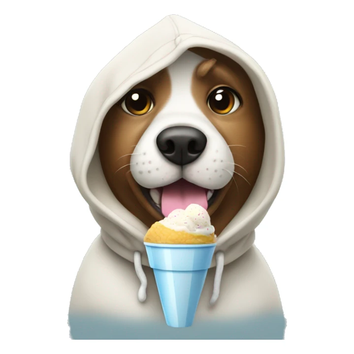 Dog wearing a hoodie and eating ice cream sticker