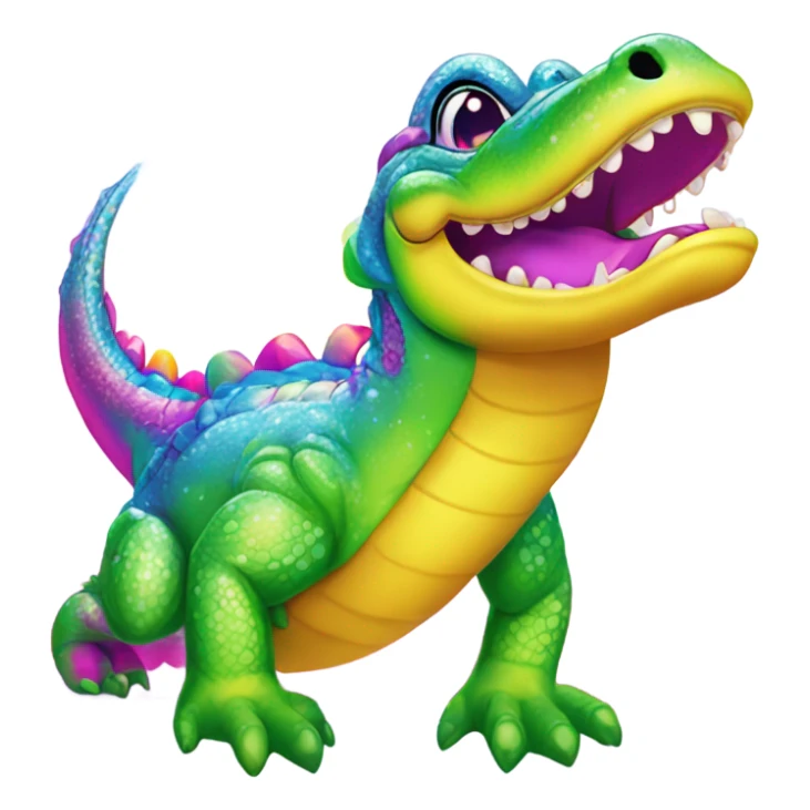 Lisa Frank sparkle rainbow cute alligator  sticker