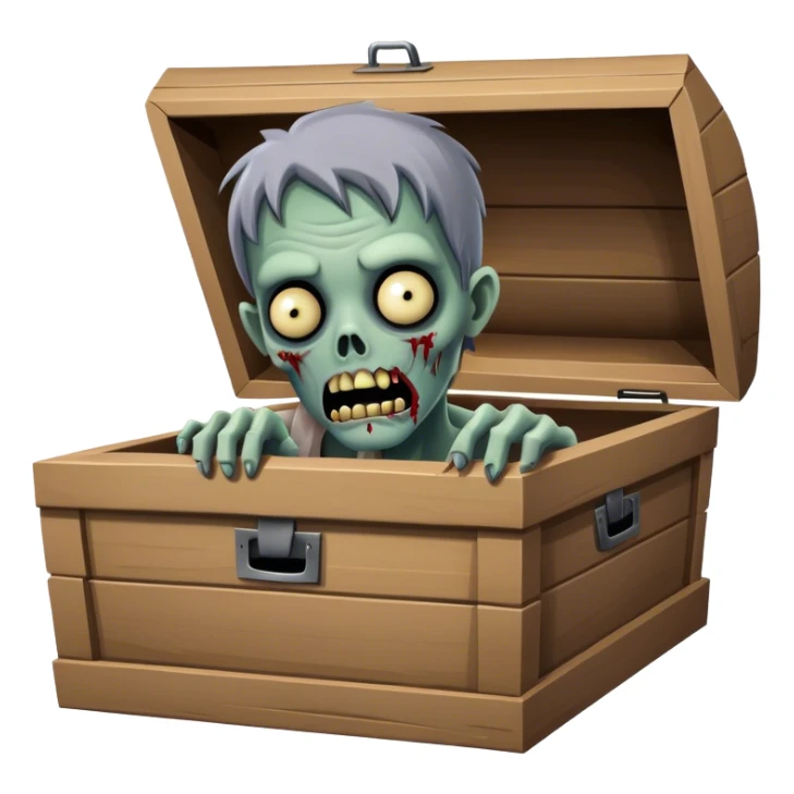 Zombie peeking out of a coffin sticker