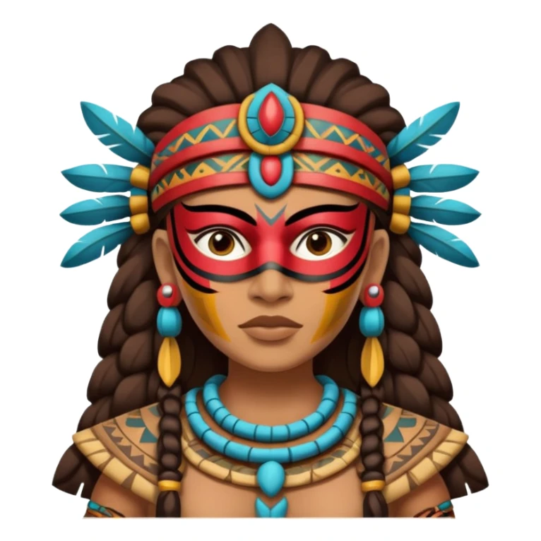 face full maya mask tradational mayan woman warrior half boudy  sticker