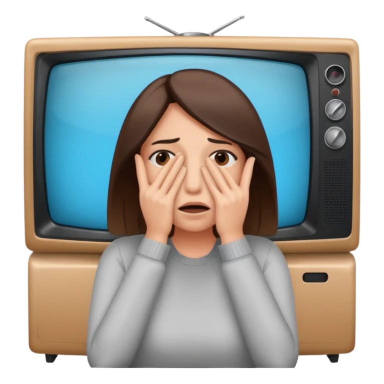 hands covering face woman hiding eyes but looking, afraid, televis sticker