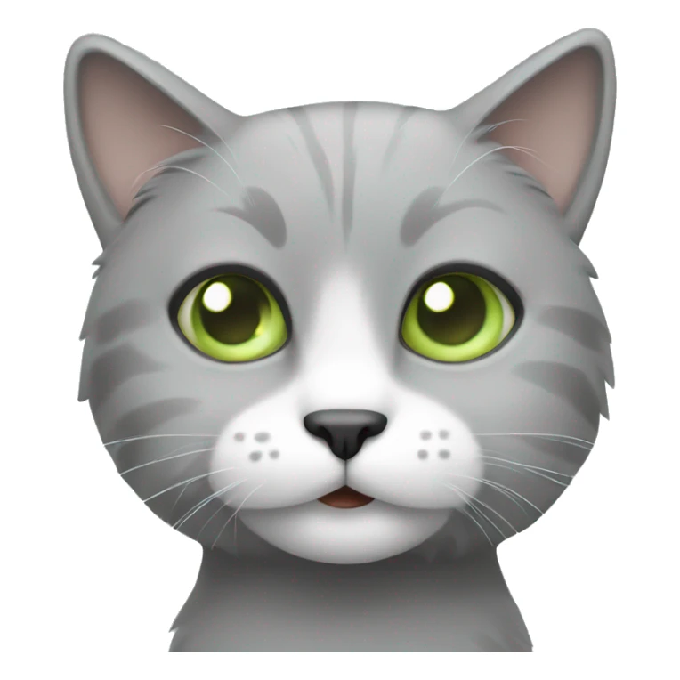 Gray small cat with light green eyes with white fur around eyes and mouth sticker