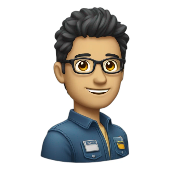 hombre moreno con lentes y uniforme de jean sticker
