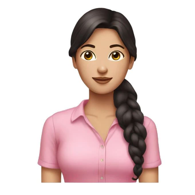 Brunette lady, Black long hair, pink shirt, fair complexion  sticker