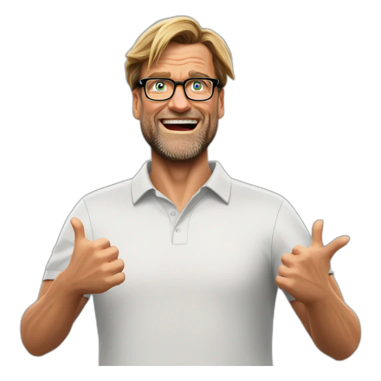 Jurgen Klopp shoulder shrug with hands up sticker