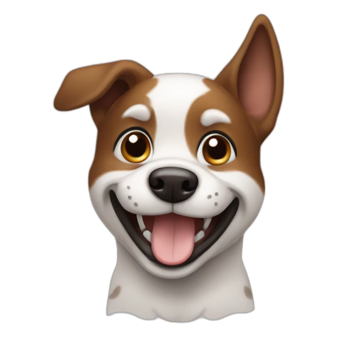 Happy Dog with one hanging ear, black, white, brown and cute sticker