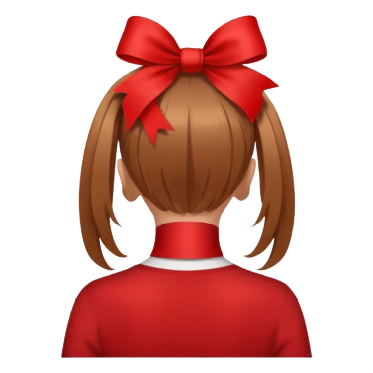 girl back view with red ribbon in hair sticker