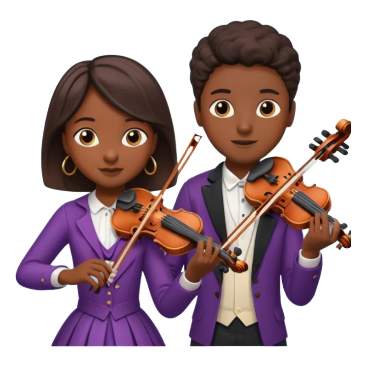 black boy girl playing violin sticker