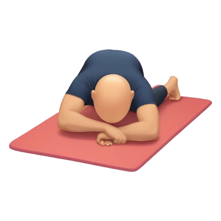 bald man lying on yoga mat doing stretching on small ball sticker