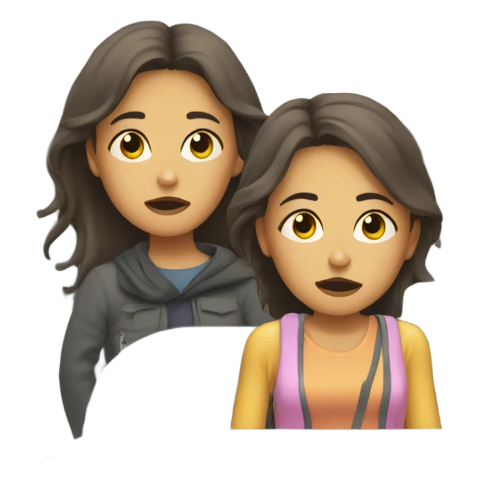 Two tired girls at the airport  sticker