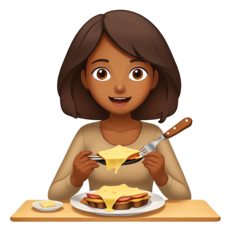 Fille brune bronzer qui mange de la raclette  sticker