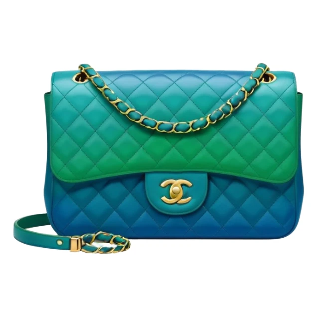 Chanel classic flap bag blue ombre to green sticker