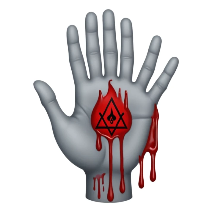 bloody grey hand with an occult symbol on the palm sticker