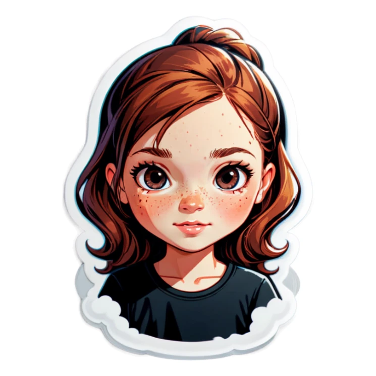 freckled girl in black shirt sticker