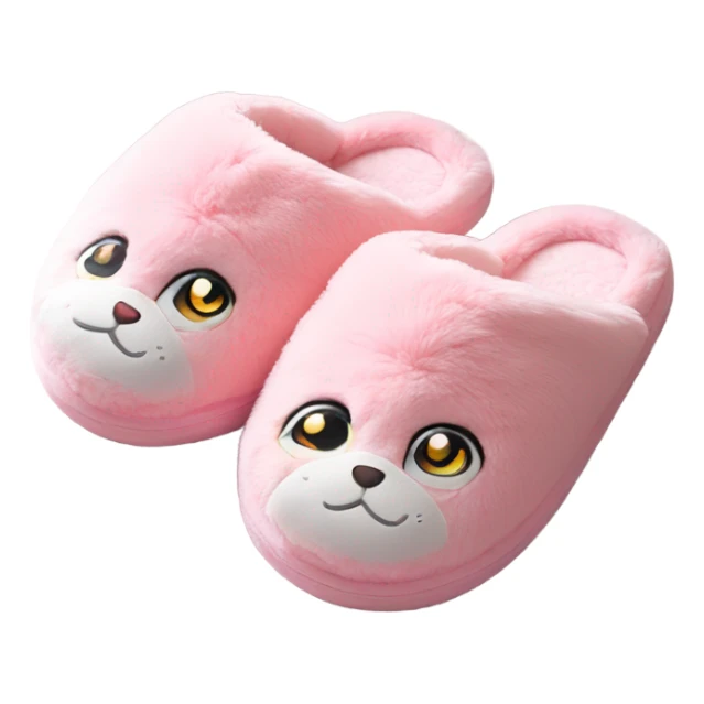 soft pink cute furry sleep slippers sticker