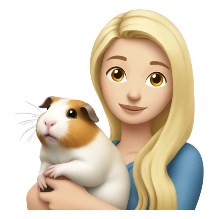 blonde woman hugging a guineapig sticker