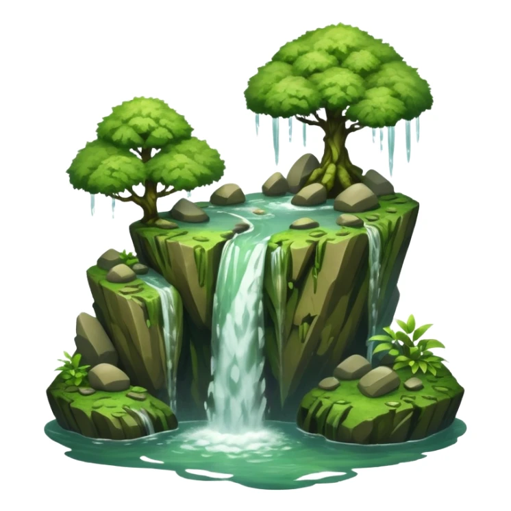 Flying Island – Floating rock with trees and waterfall sticker