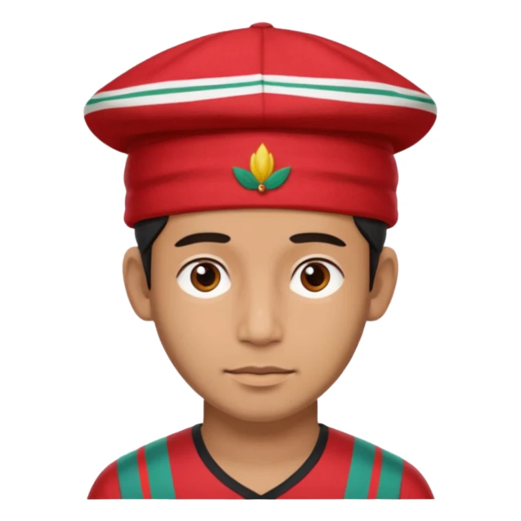 man wearing a Nepali Dhaka topi with stripes and design on it and it should be in red colour sticker