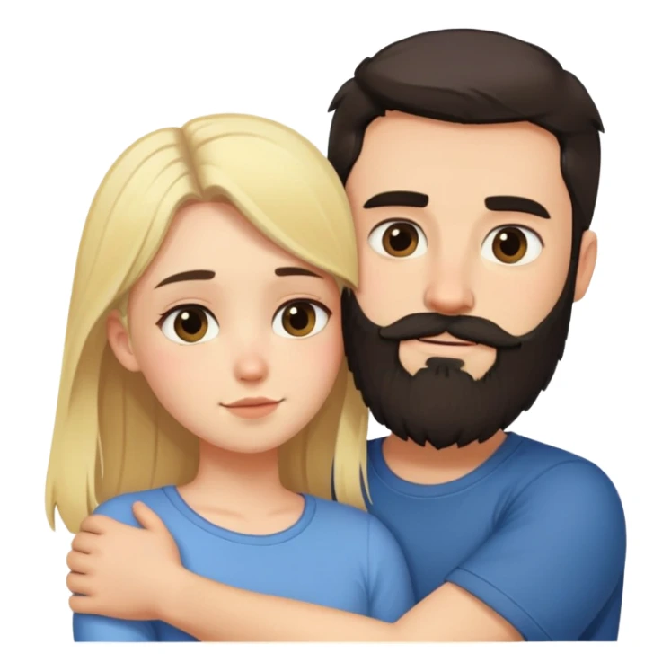 tall dark-haired bearded male cuddling his short blonde girlfriend sticker