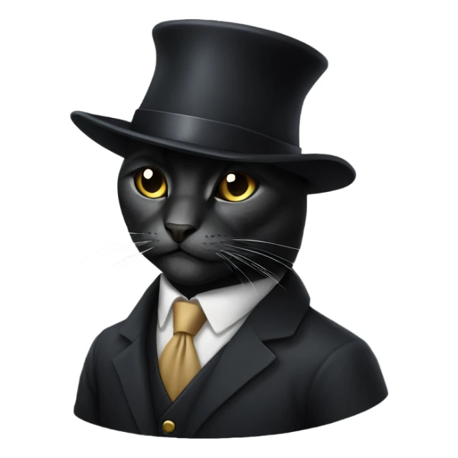 elegant business dark cat with hat sticker