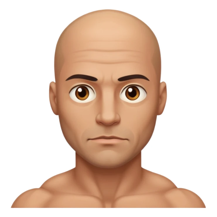 bald muscular man with big eyes sticker