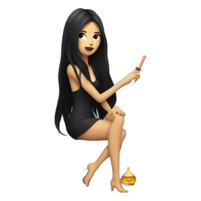 Girl with dark long hair smoking hookah ,  sticker