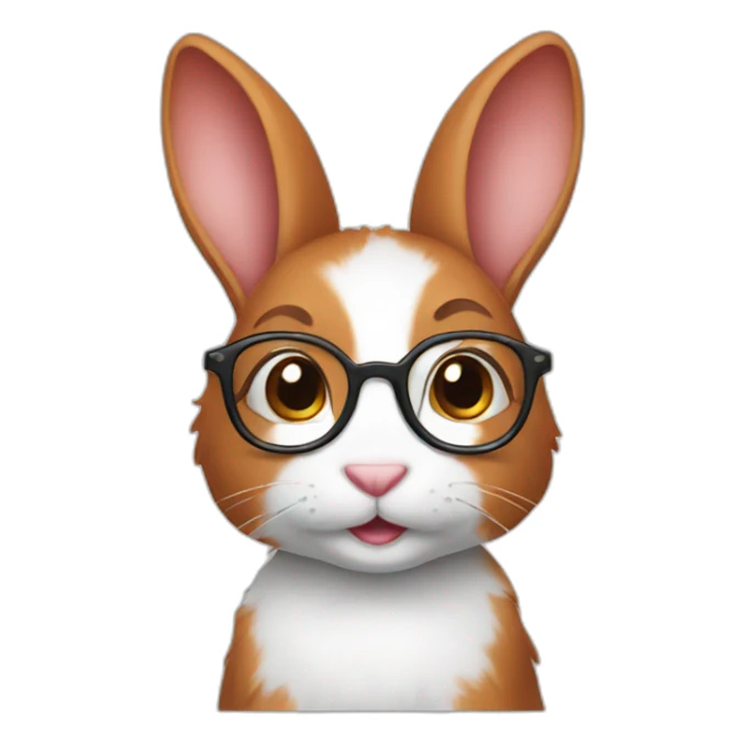 Cute little female rabbit with glasses and red hair sticker