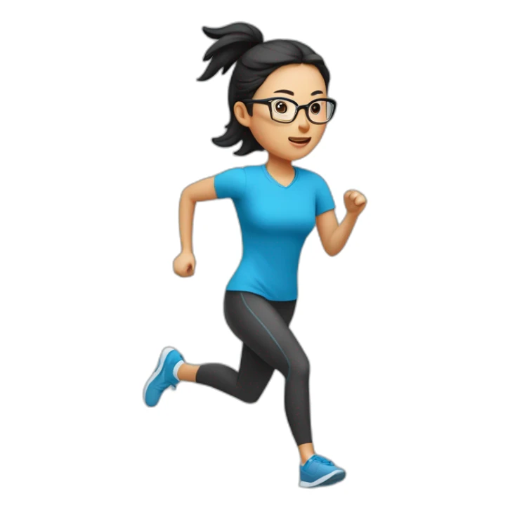 🏃：a-chinese-woman-running-norimglasses sticker