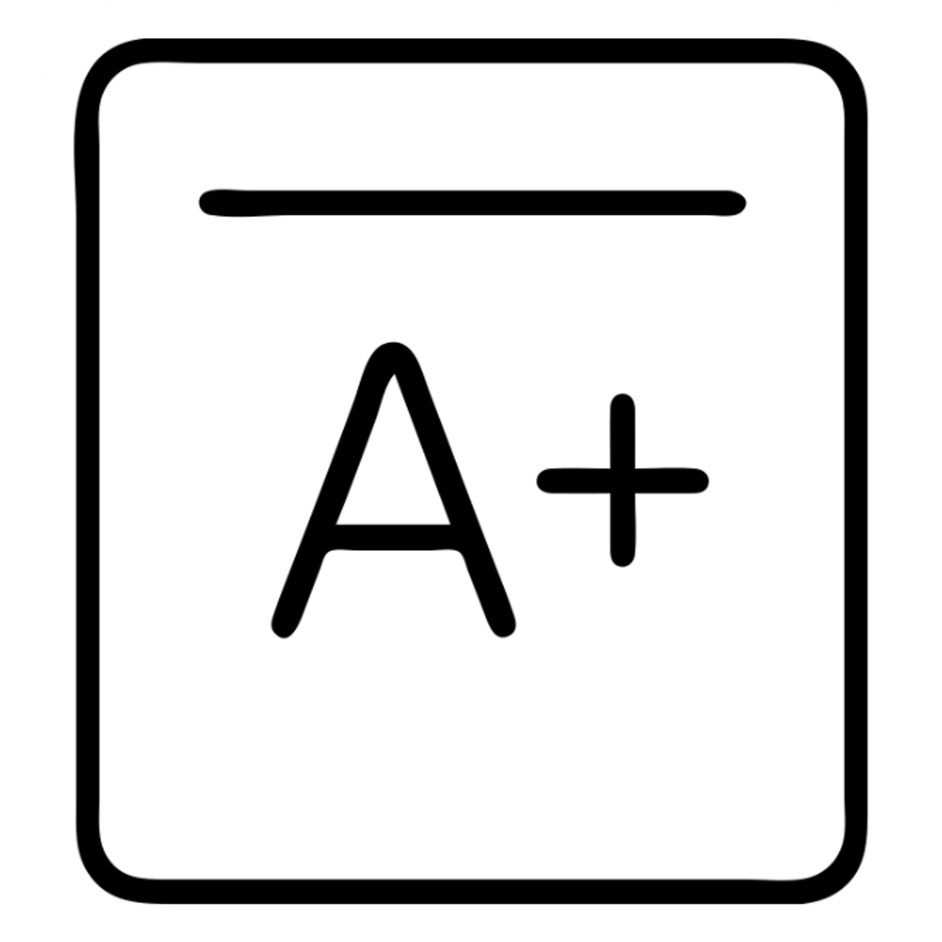 A+ grade on a school report, simple black outline, minimalistic, clean design sticker