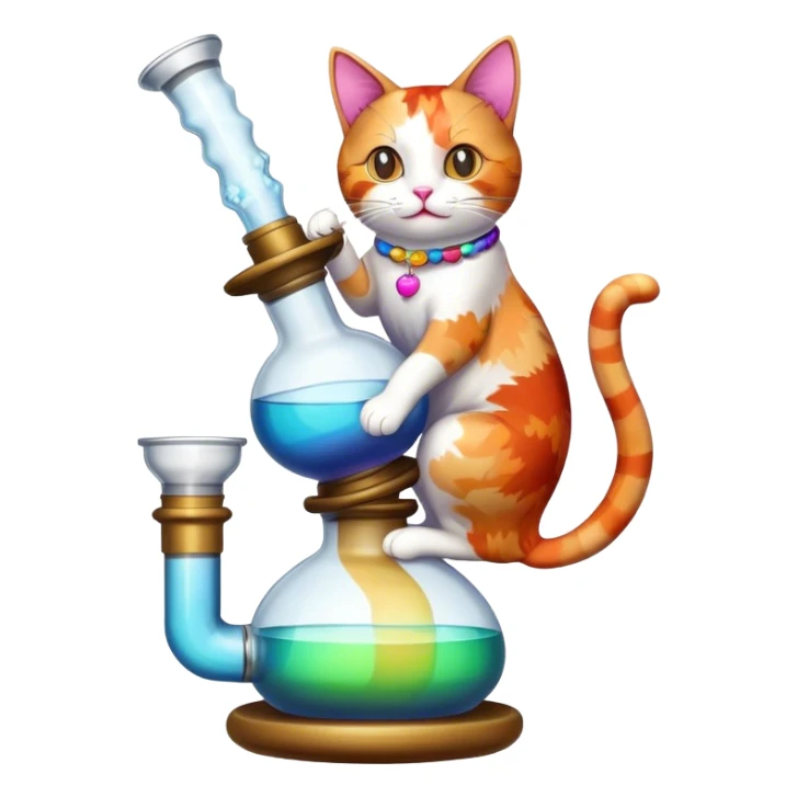 cat riding on top of a bong sticker