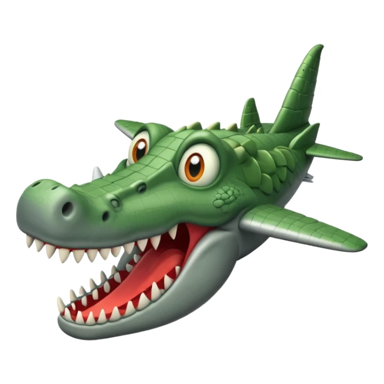 animated gray airplane with crocodile head sticker