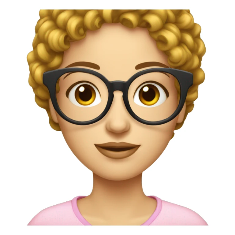 femme cheveu bouclé lunettes rondes sticker