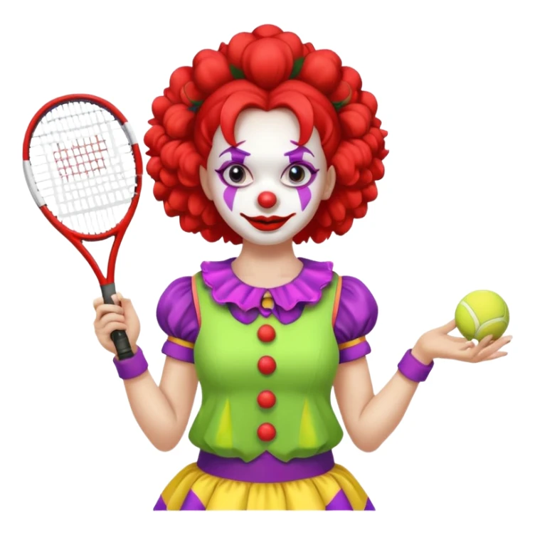 tennis player female clown child sticker